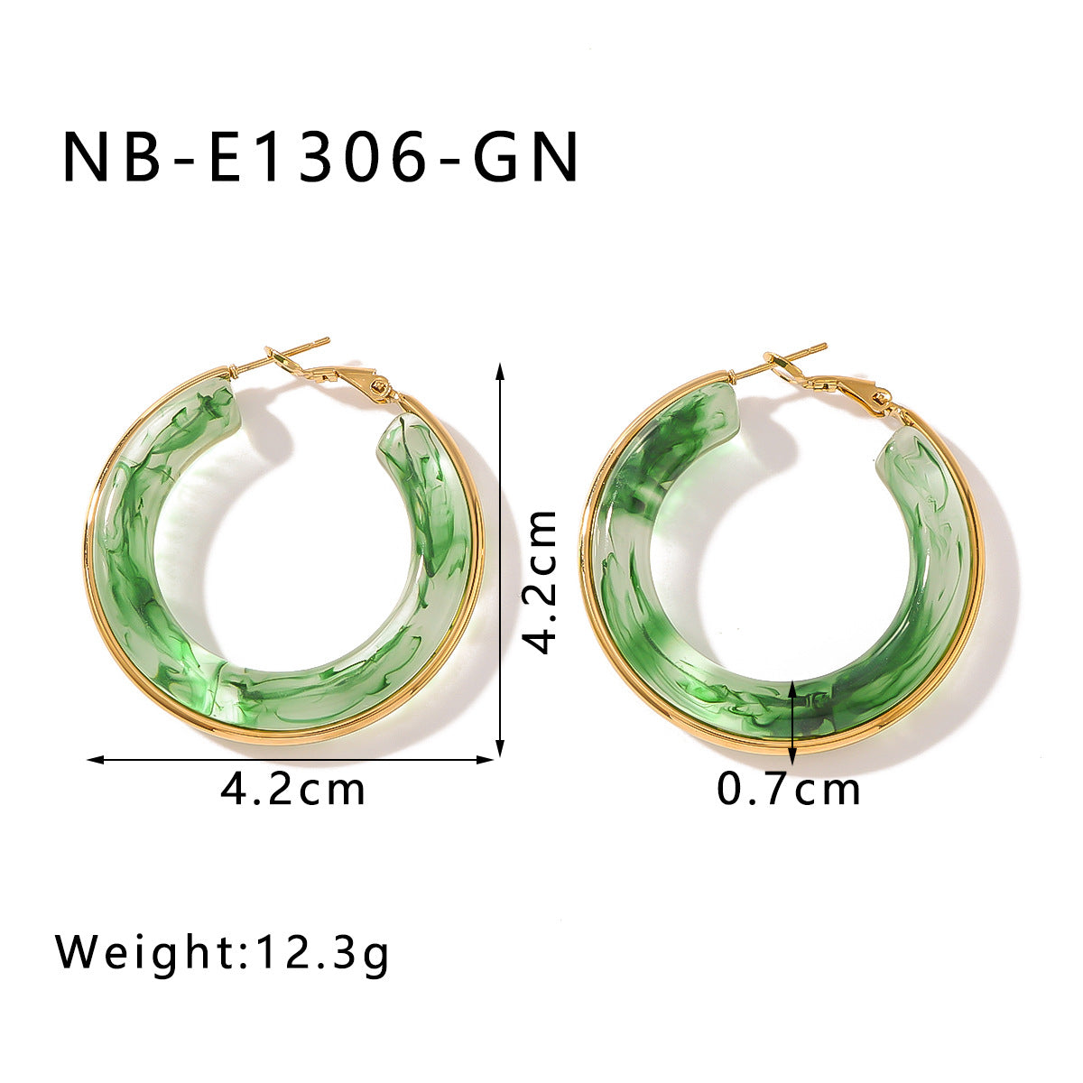 Wholesale Stainless Steel Electroplated 18k Gold Hollow Circle Resin High-end Niche Earrings